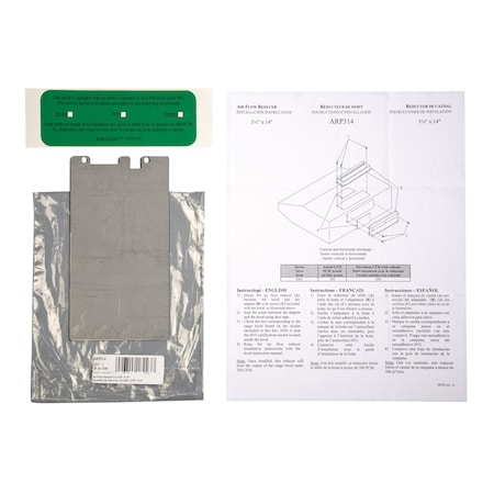 Broan-Nutone Pro-Style Range Hood Air Flow Reducer Kit - 3-1/4in x 14in for Elite E661 and UP27I Models ARP314